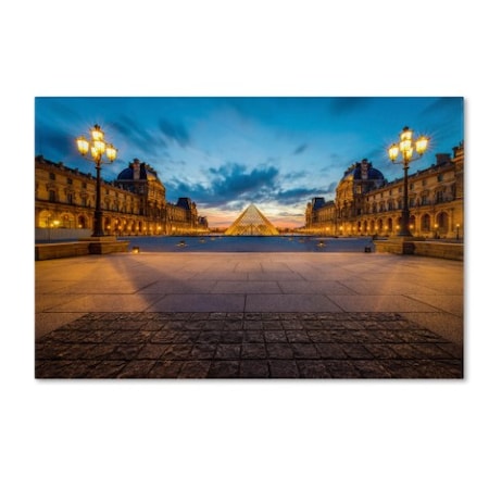 Mathieu Rivrin 'Blue Hour From The Louvre' Canvas Art,30x47